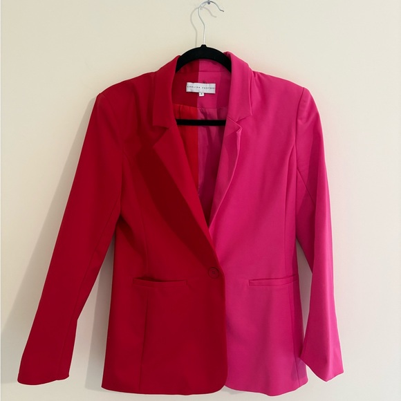English Factory Jackets & Blazers - Stylish English Factory Color-Block/Two-Tone Pink & Red Blazer